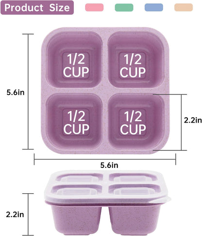 5 Pack Bento Lunch Box,4 Compartment Snack Containers,Divided Snack Box,Meal Prep Lunch Containers for Kids/Toddle/Adults,Food Storage Containers for School, Work and Travel