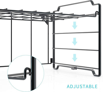 Adjustable Water Bottle Organizer Storage, 2-Tier Stackable Water Bottle Holder Rack, Black(2 Pack)